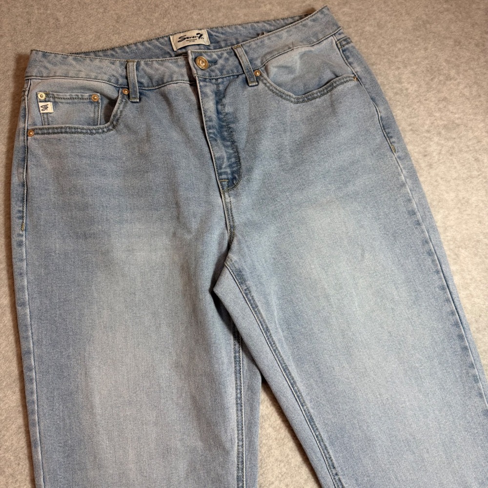 Seven7 Straight Leg Jeans Women 12 Light Wash Denim High Rise